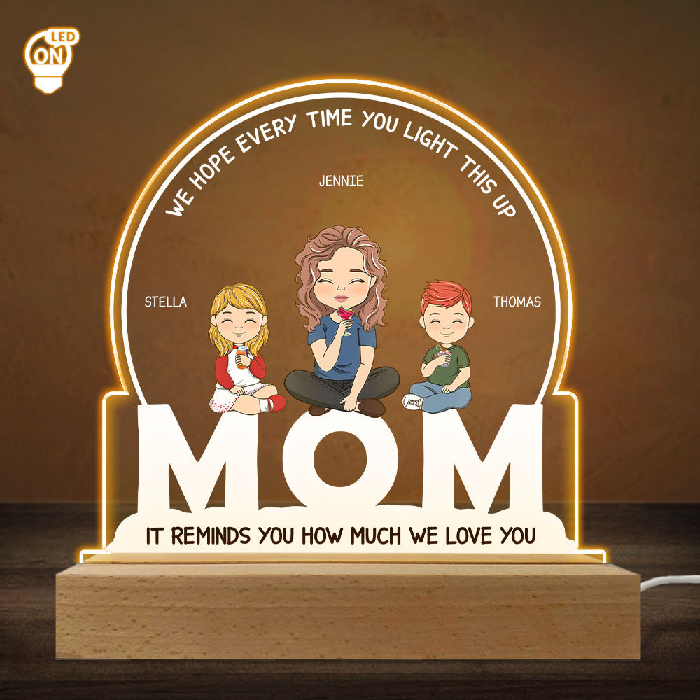 Custom Gift for Mom Grandma, Mother's Day Birthday • How Much I Love You - Personalized LED Light