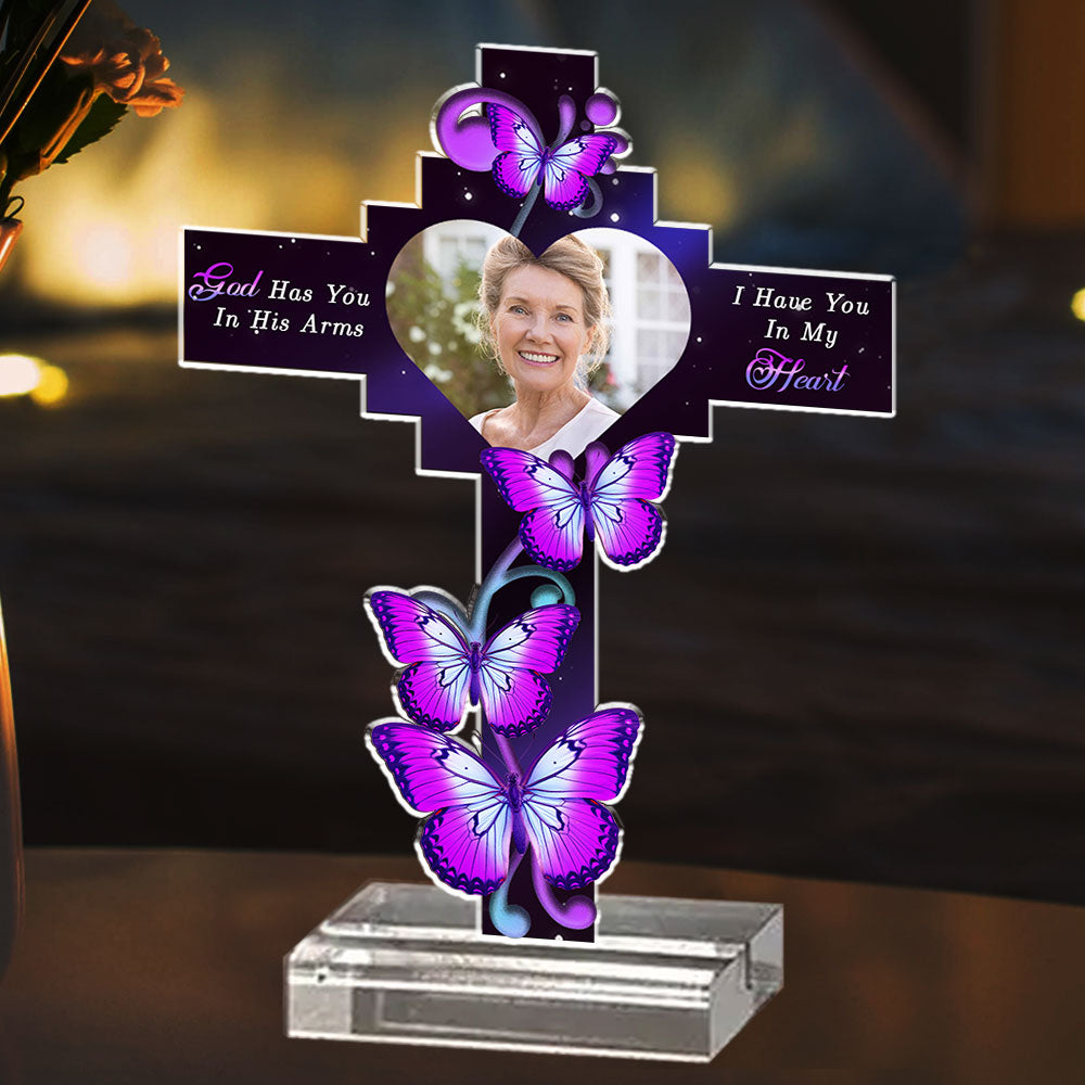 Custom Memorial Keepsake, Sympathy & Remembrance Gift • In My Heart Forever - Personalized Acrylic Plaque With Base