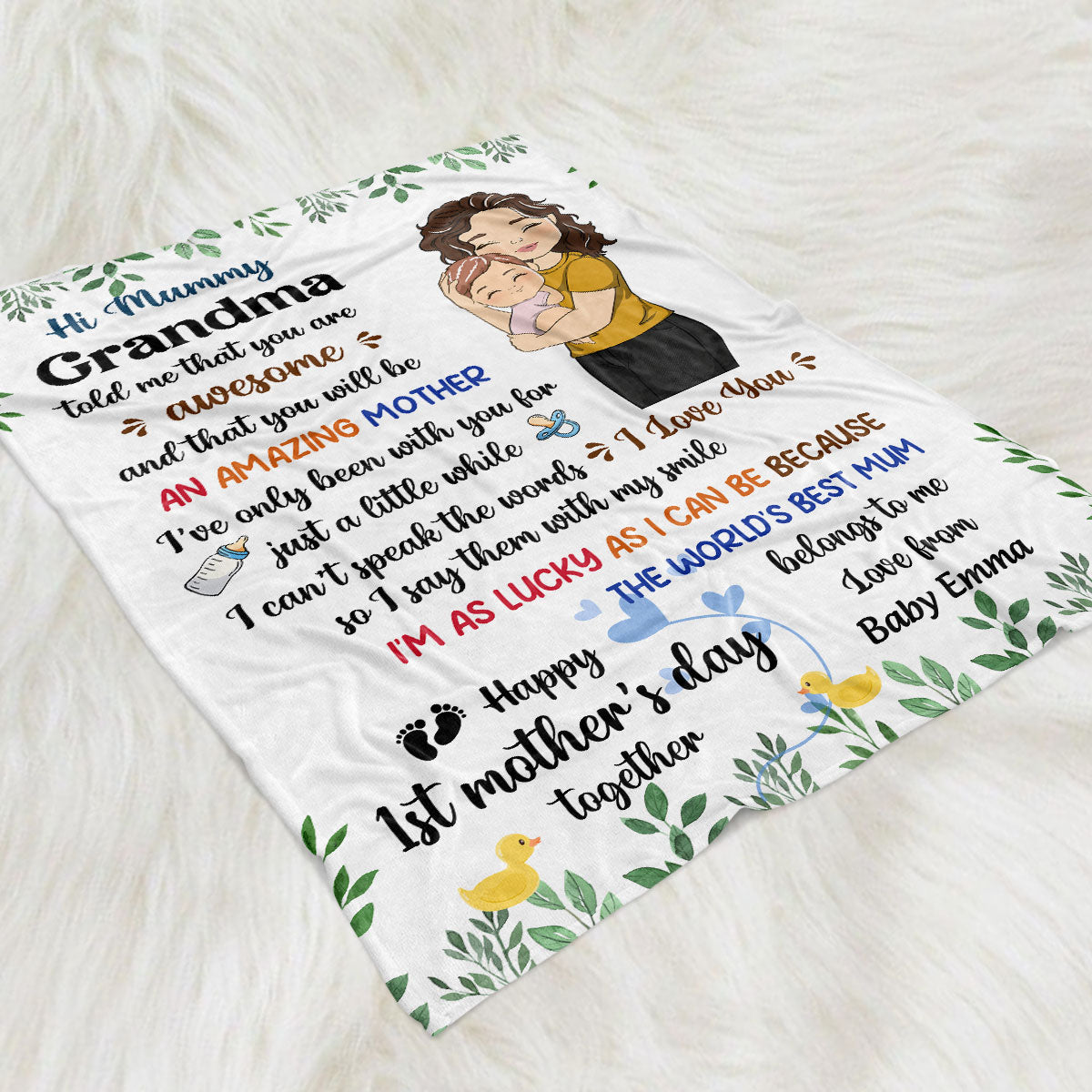 Happy First Mothers Day Together - Personalized Fleece Blanket