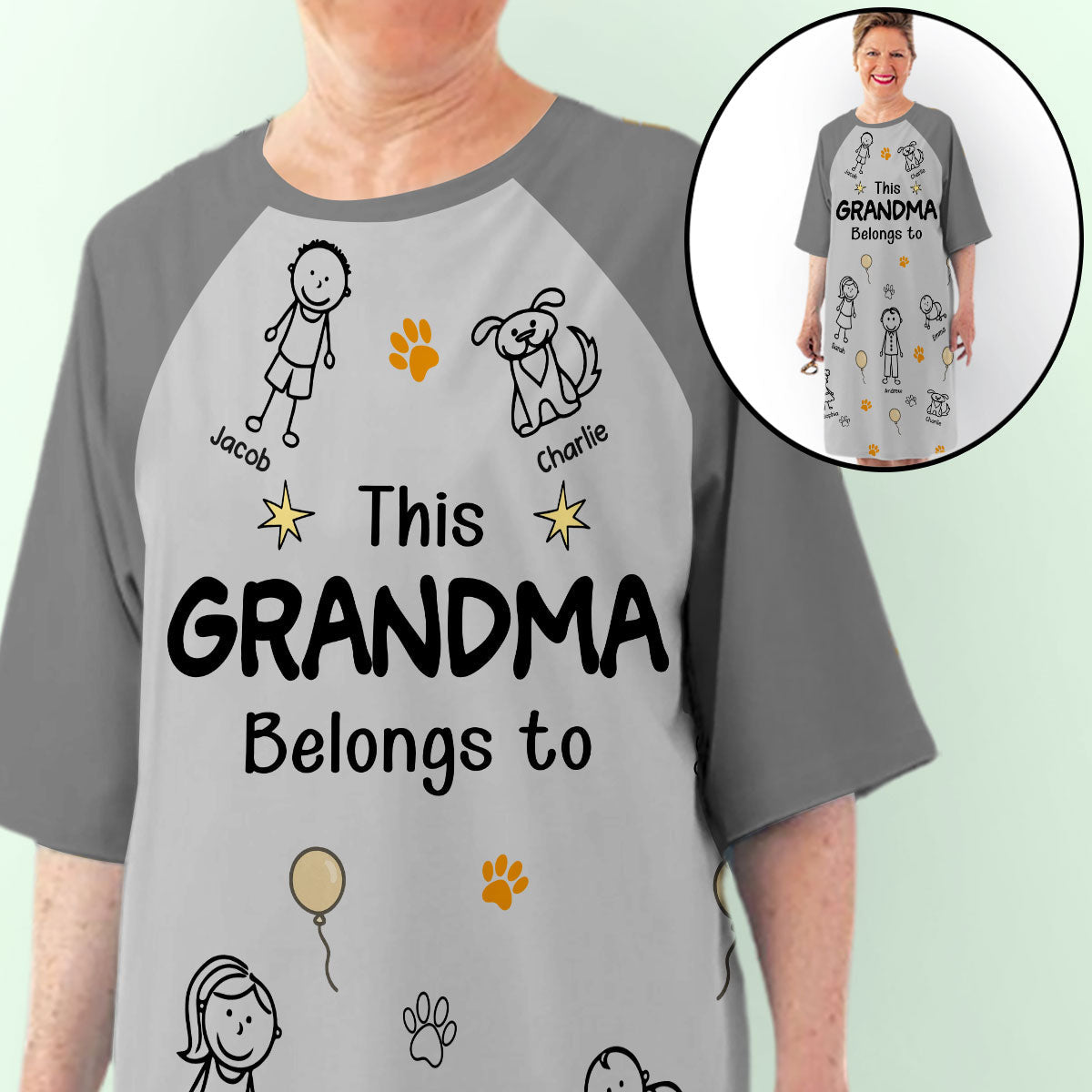 This Grandma Is Ours - Personalized 3/4 Sleeve Dress