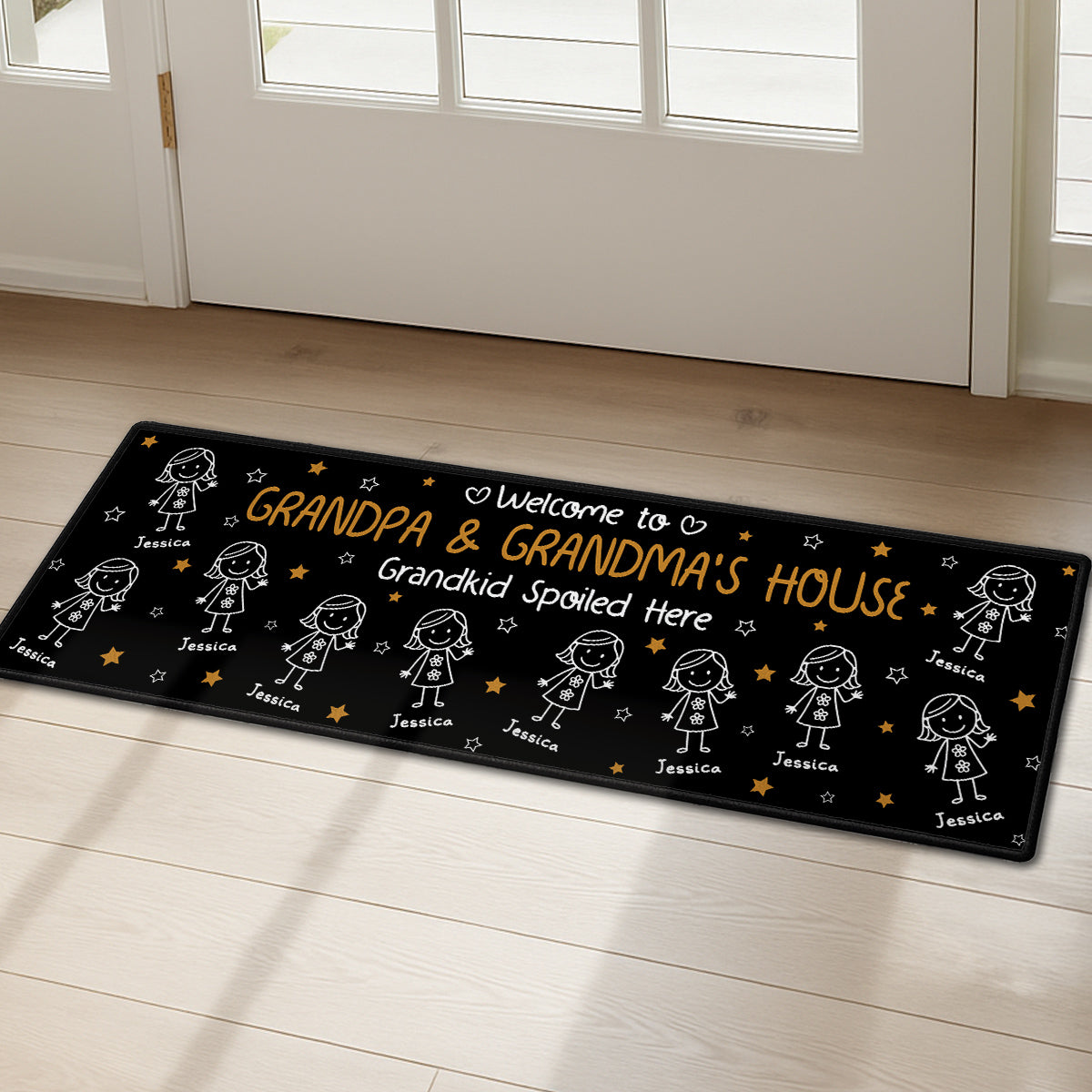 Custom Family Name Rug, Housewarming Birthday Gift For Grandma Grandparents • Grandkids Make Life Grand - Personalized Runner Rug