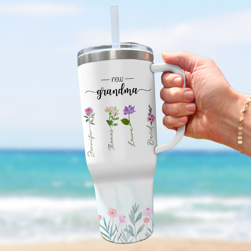 Custom Mother's Day Birthday Gifts For Mom, Grandma • First Mom Now Grandma - Personalized 40 Oz Tumbler