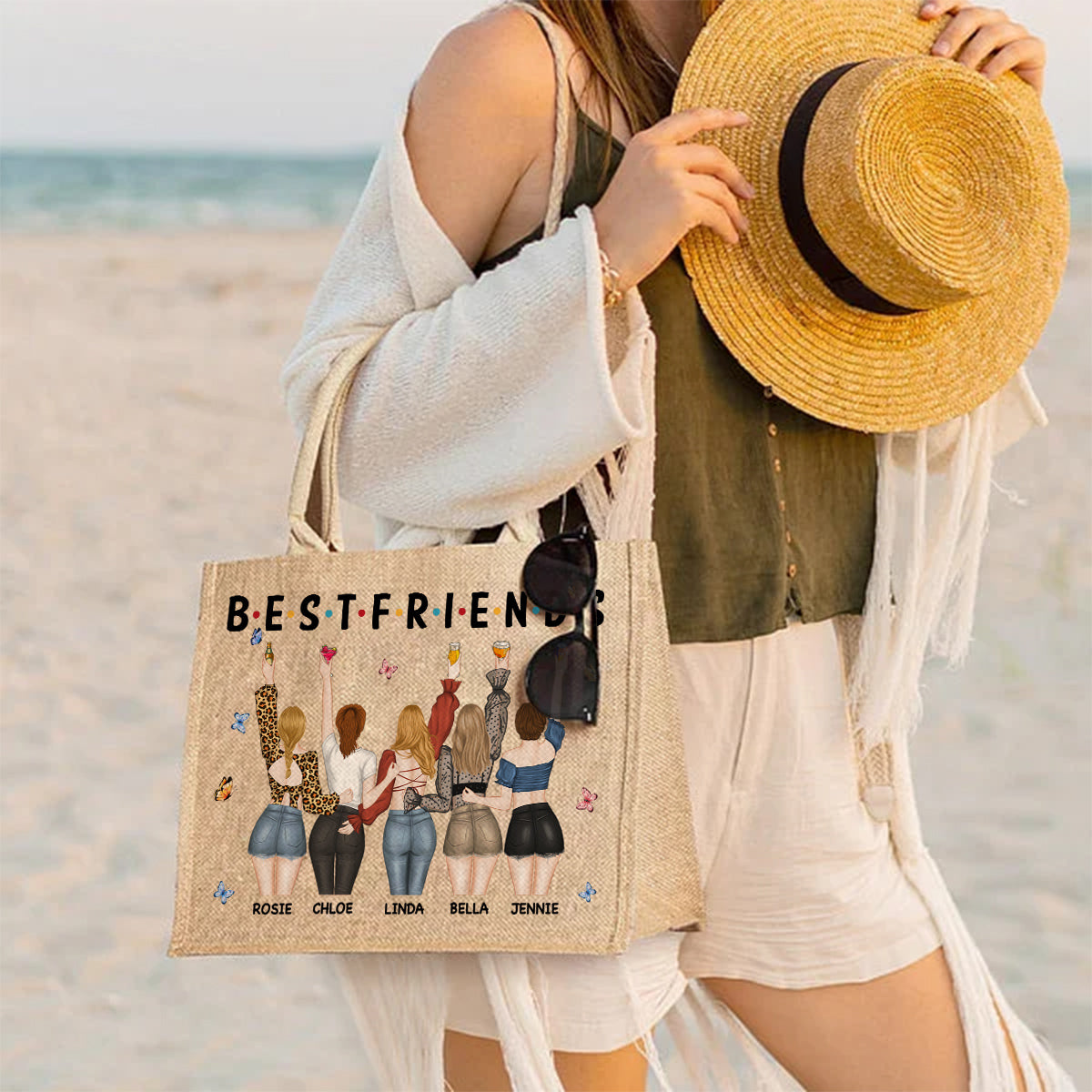 Sisters Together - Personalized Jute Tote Bag