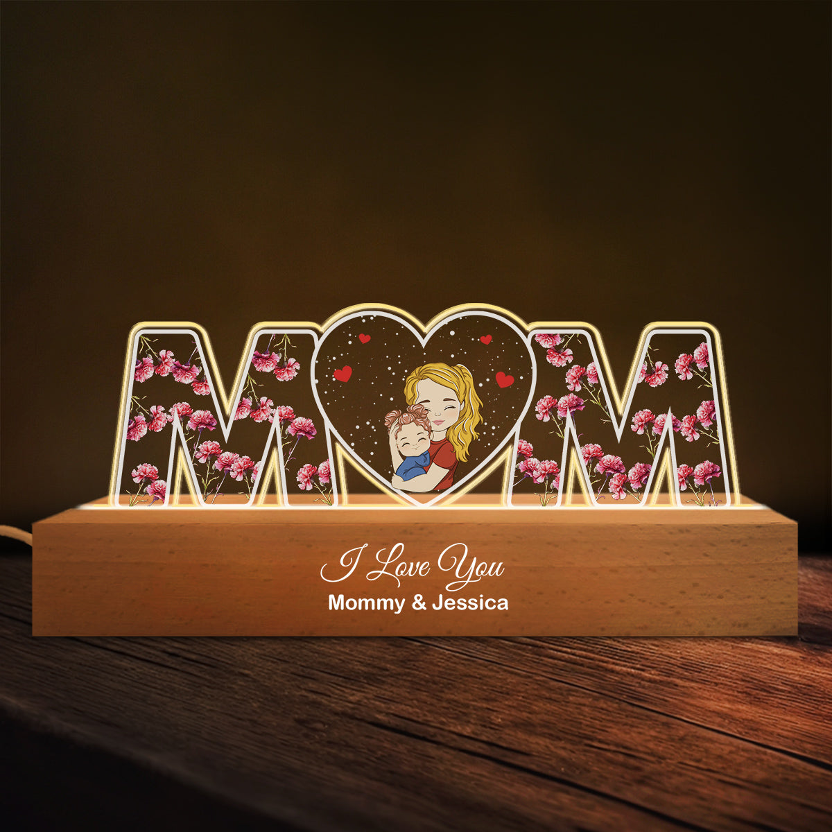 Custom Photo Gift for Mom Grandma, Mother's Day Birthday • Love You Always - Personalized Acrylic Letters 3D LED Night Light