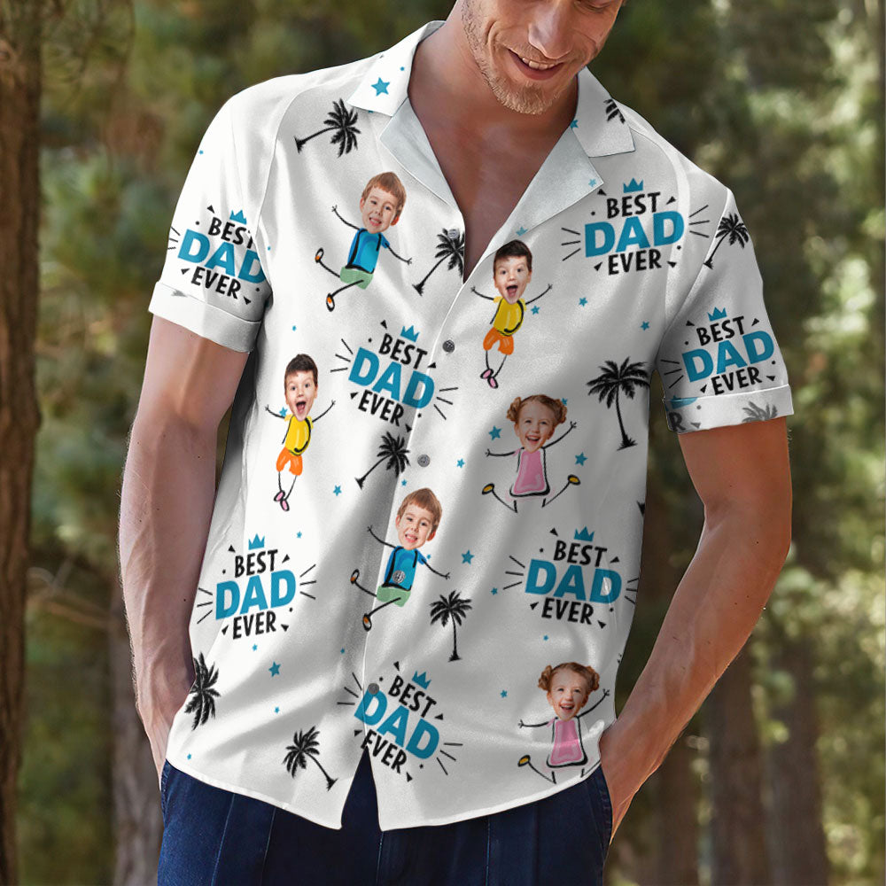 Photo Best Dad Ever Coconut Palm - Personalized Hawaiian Shirt