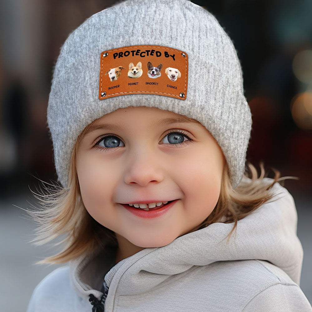 Custom Newborn Baby Beanie, Christmas Birthday Gift • Protected By Pets Photo - Personalized Beanie