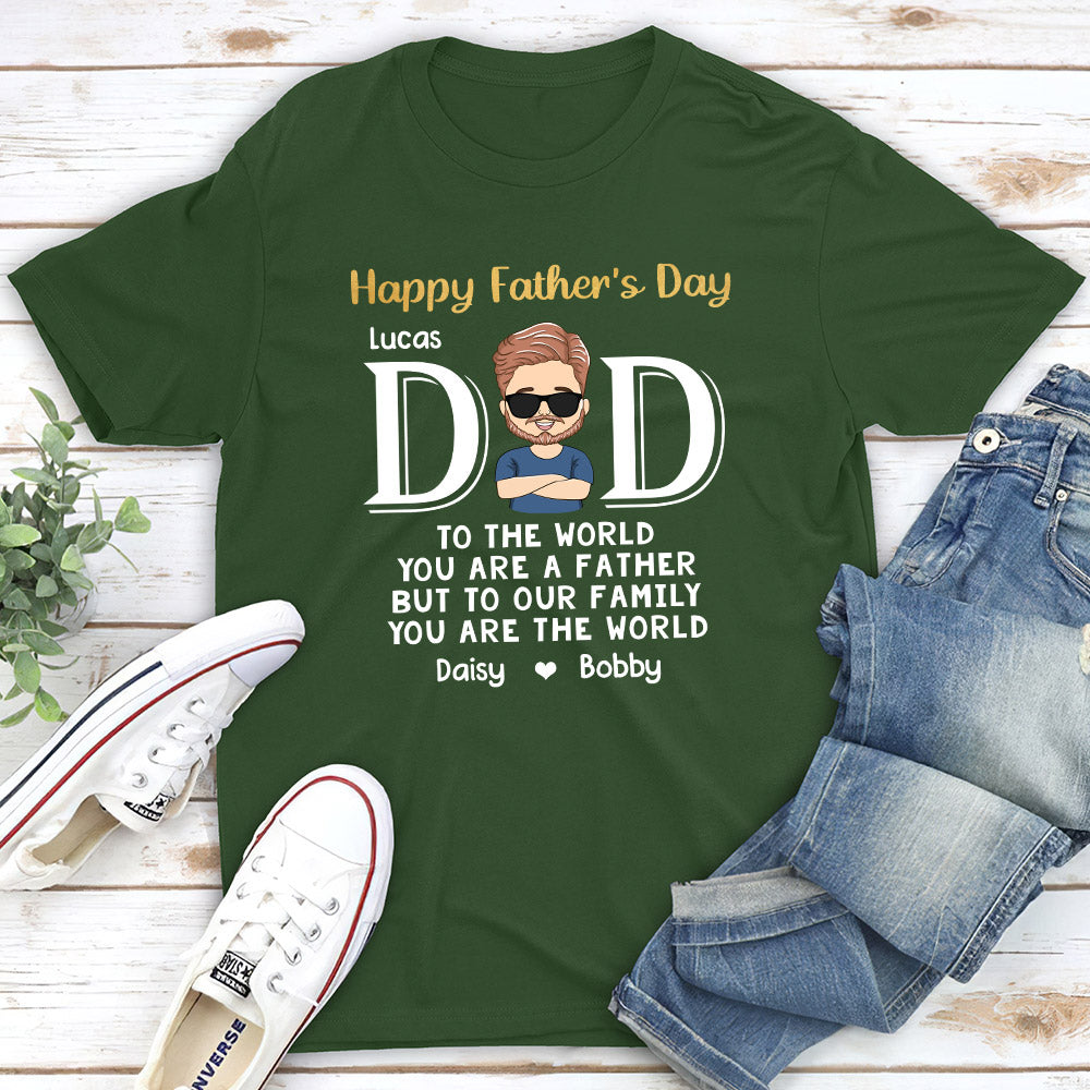 Custom Christmas & Birthday Gift for Dad, Grandpa • You Are The World - Personalized Classic T-shirt