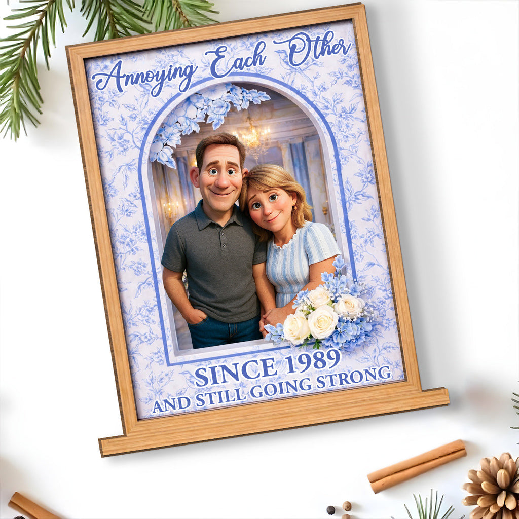 Custom Decor for Wife, Gift for Her • Our Love Our Journey - Personalized 2-Layer Wood Plaque With Flat Base