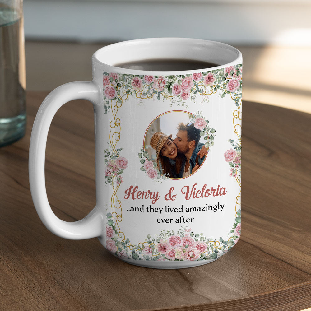 Custom Photo Anniversary Keepsake Gifts For Couple • They Lived Amazingly Ever After - Personalized Coffee Mug