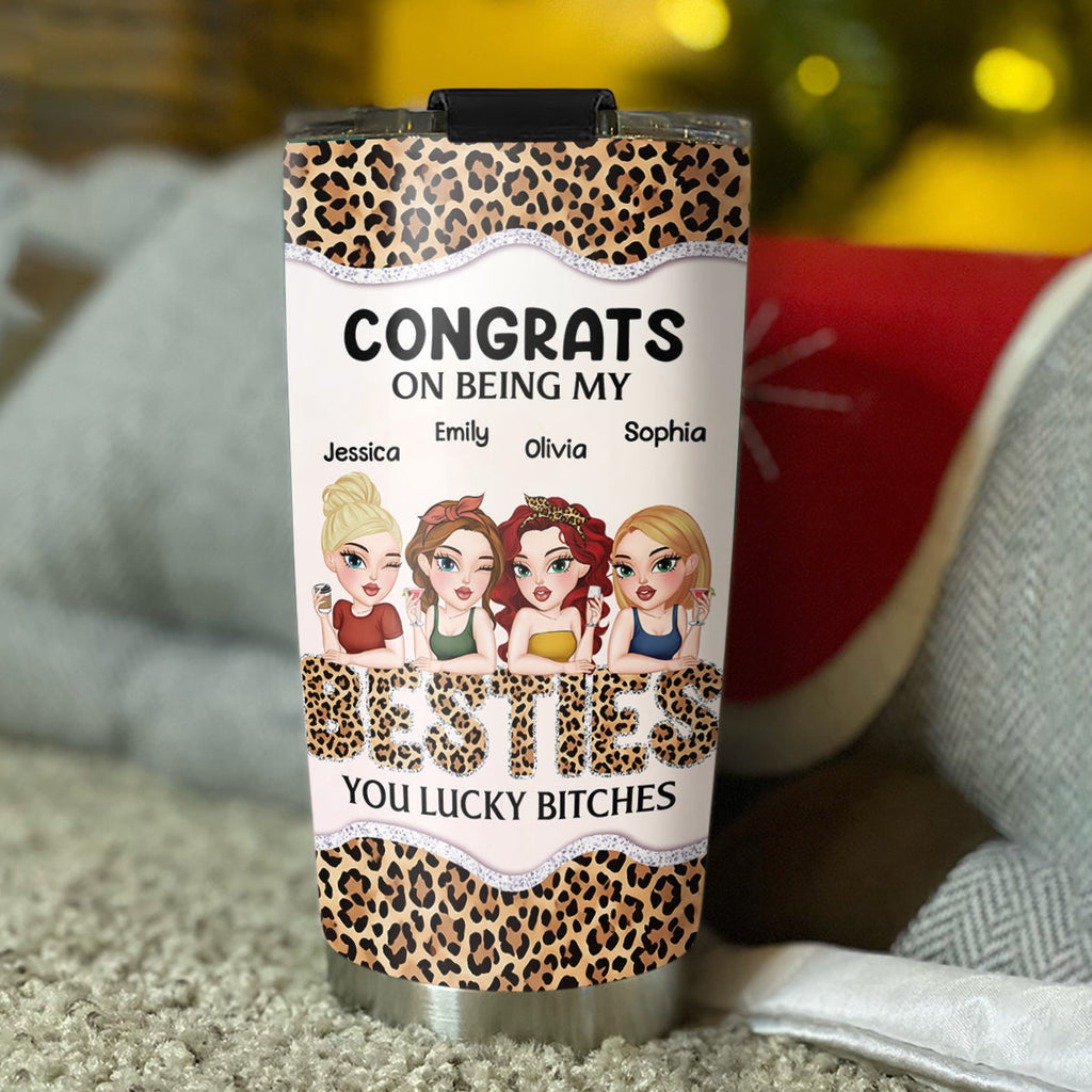 Custom Christmas Birthday Gifts For Best Friend • Congrats On Being My Bestie Leopard - Personalized Tumbler