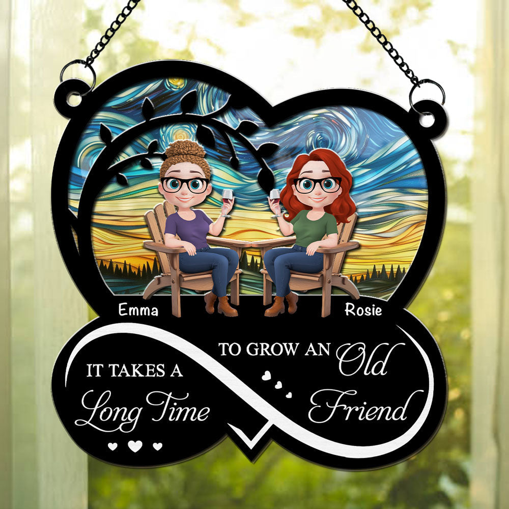Custom Best Friend Hanging Decor, Friendship Birthday Gifts • Grow An Old Friend - Personalized Suncatcher