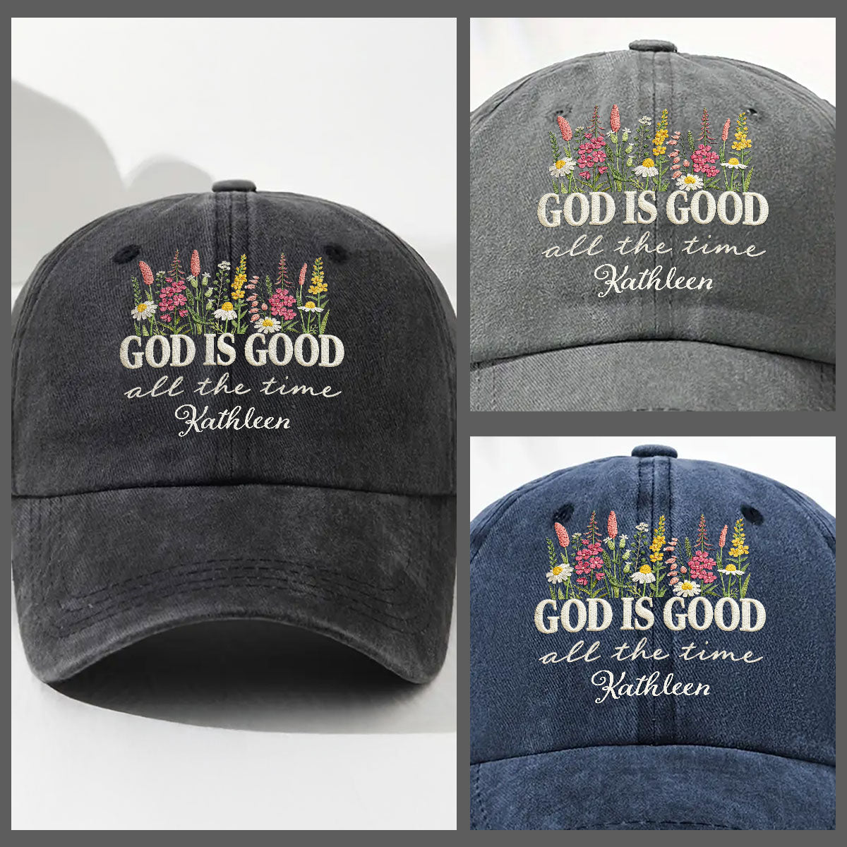 God Is Good Forever - Personalized Vintage Washed Denim Cap
