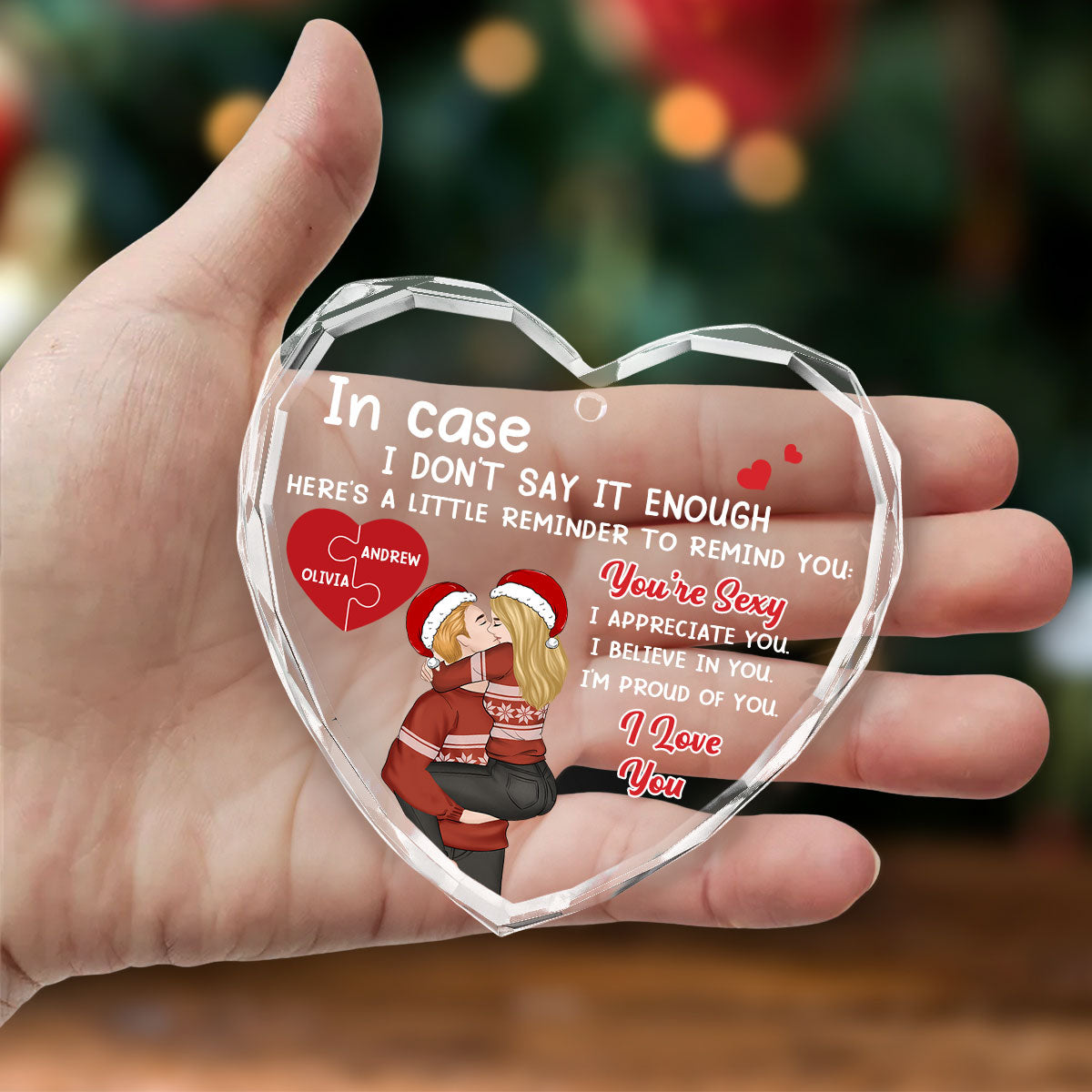 Custom Couple Christmas Ornament, Anniversary Gift •  Proud Of You Love - Personalized Glass Ornament