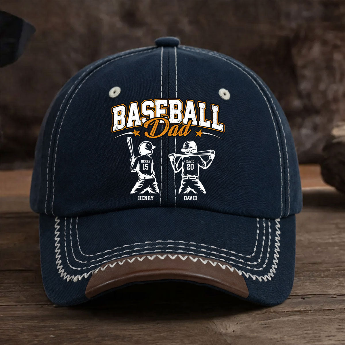 Baseball Daddy We Love - Personalized Vintage Soft Baseball Cap