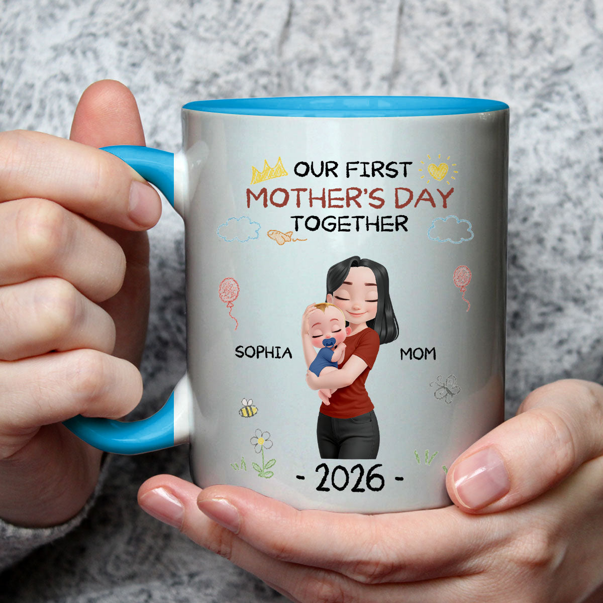 Custom First Mother's Day, Christmas Gift for New Mom • First Mother Day With Love - Personalized Accent Mug