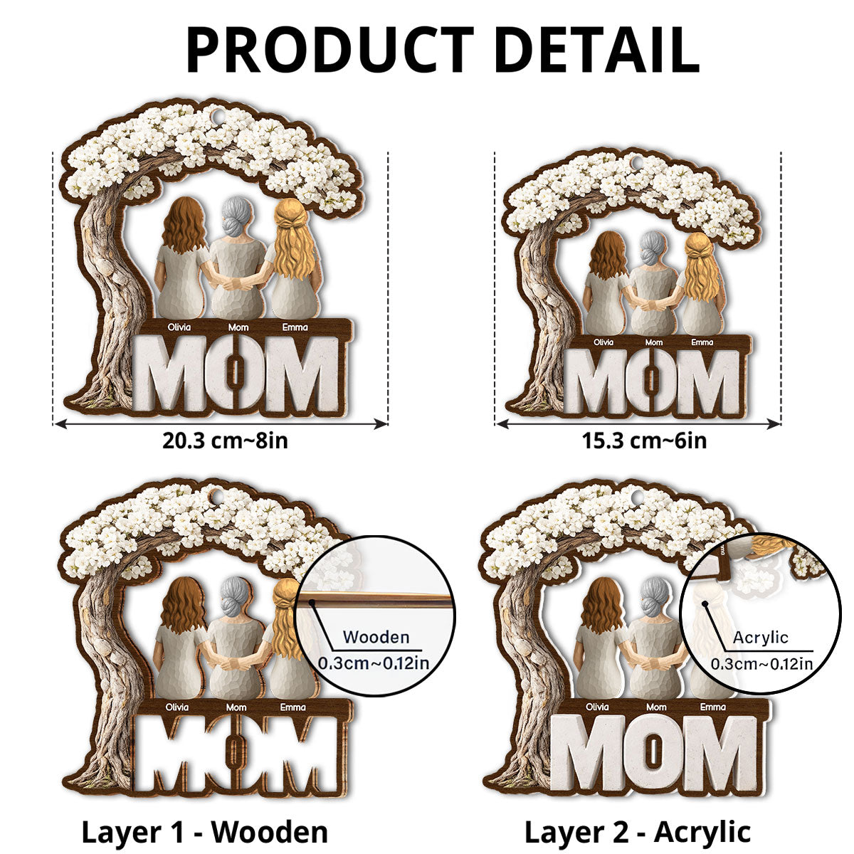 Custom Hanging Decor for Mom Daughter, Mother's Day Gifts • Mom Daughters Sons - Personalized Suncatcher
