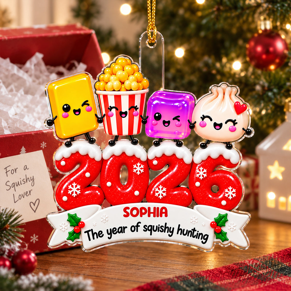 Custom Family Ornament, Christmas Gift for Family Members •  So Many Squishies This Year - Personalized Acrylic Ornament