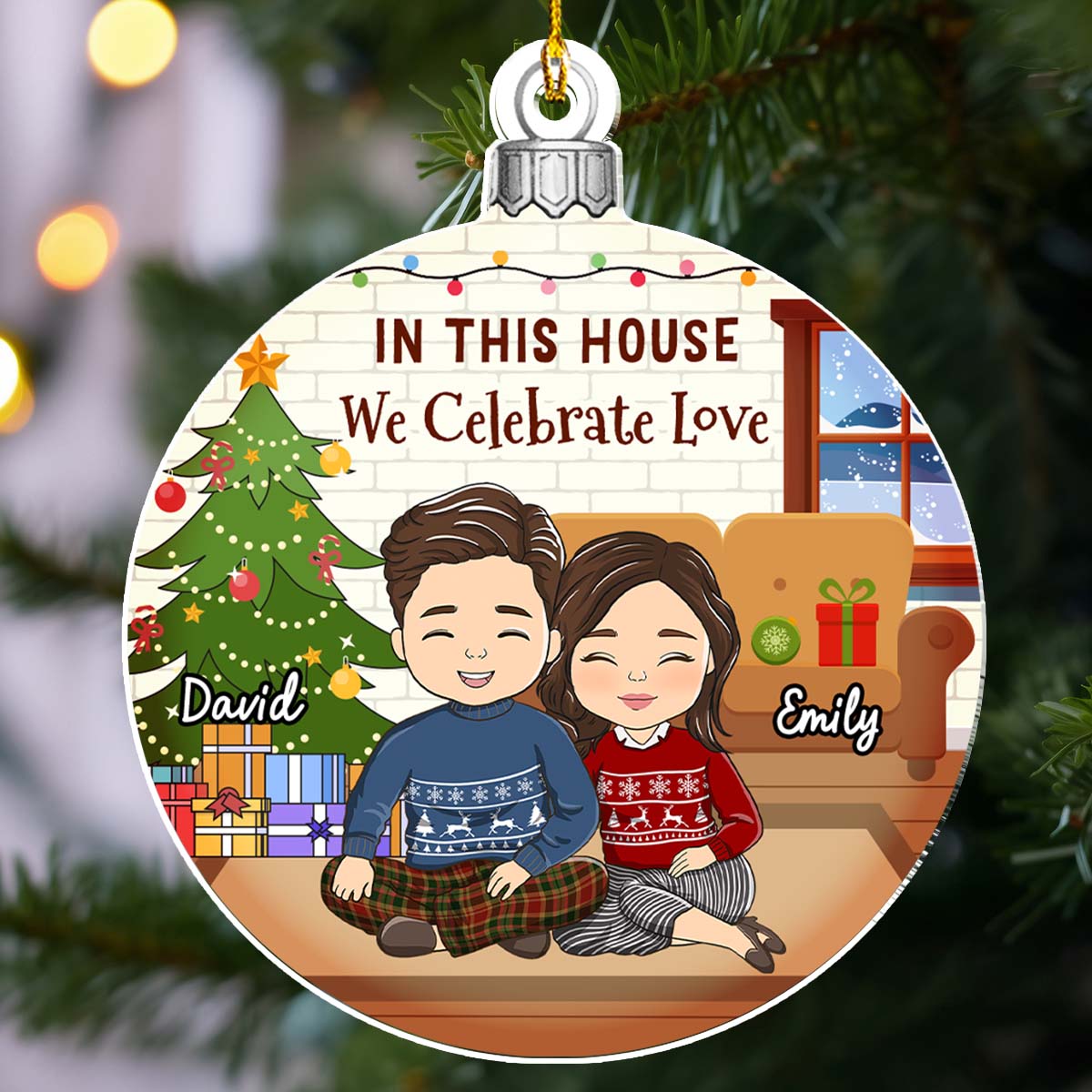 Custom First Christmas Ornament Married, Gift for Newlyweds •  First Christmas In Our New Home 2024 - Personalized Acrylic Ornament