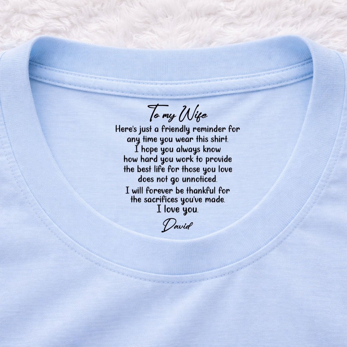 Custom Christmas Anniversary Keepsake Gifts For Wife • My Forever Love - Personalized Inside Neck Print T-Shirt