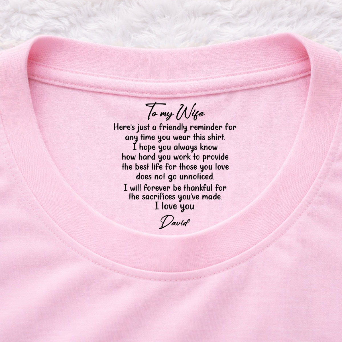 Custom Christmas Anniversary Keepsake Gifts For Wife • My Forever Love - Personalized Inside Neck Print T-Shirt