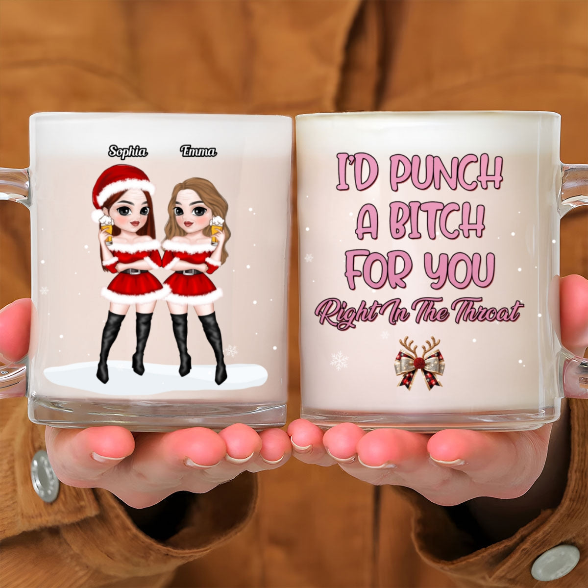 Custom Best Friend, Christmas & Birthday Friendship Keepsake Gift • Punch Bitch - Personalized Glass Mug