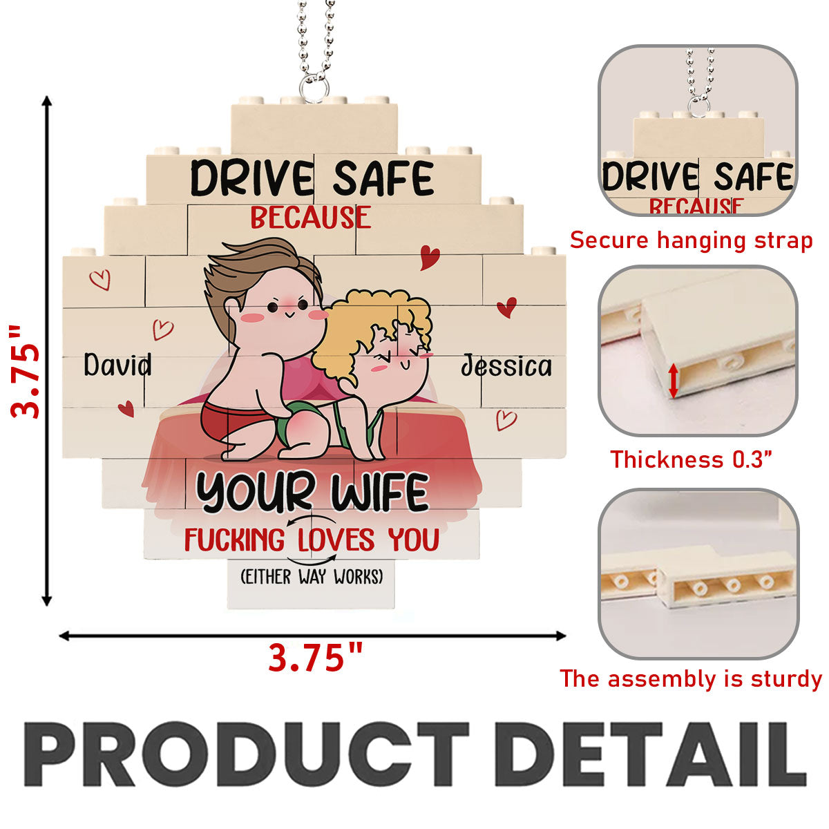 Drive Safe Because Your Wife Fucking Love You - Personalized Puzzle Car Ornament