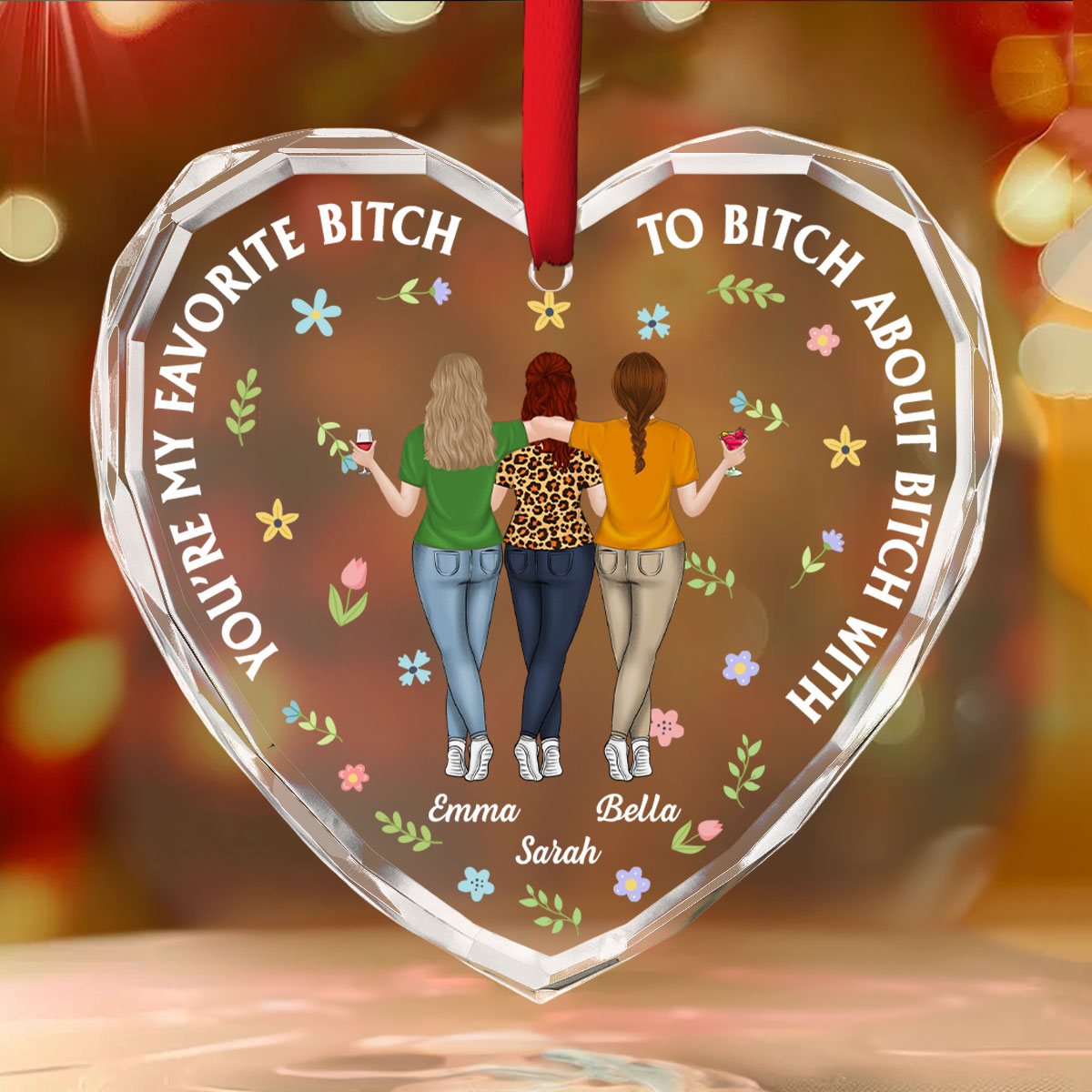 Custom Friendship Christmas Ornament, Best Friend Gift •  You're My Favorite - Personalized Glass Ornament