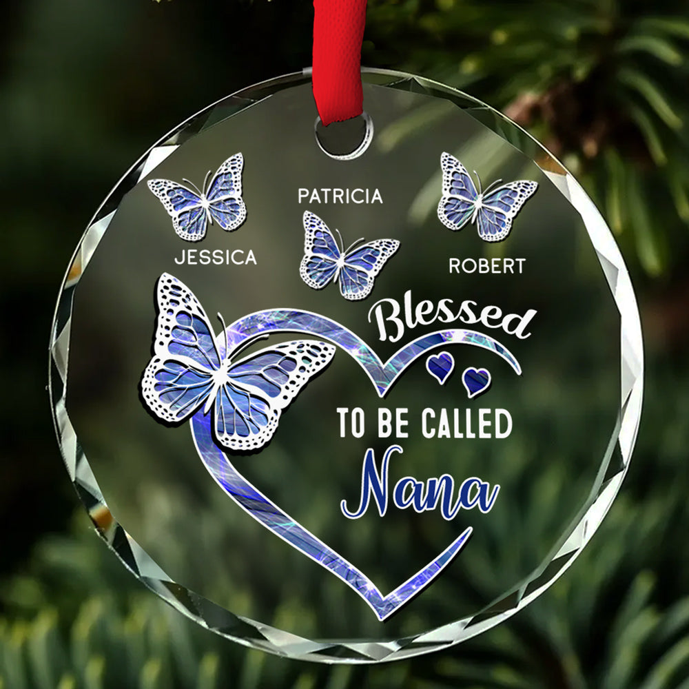 Custom Keepsake Christmas Ornament •  Blessed Mimi - Personalized Glass Ornament