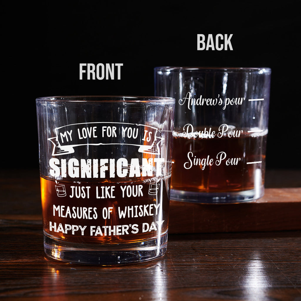 Custom Father's Day Birthday Gifts for Husband • Measured In Sips Not Drops - Personalized Whiskey Glass