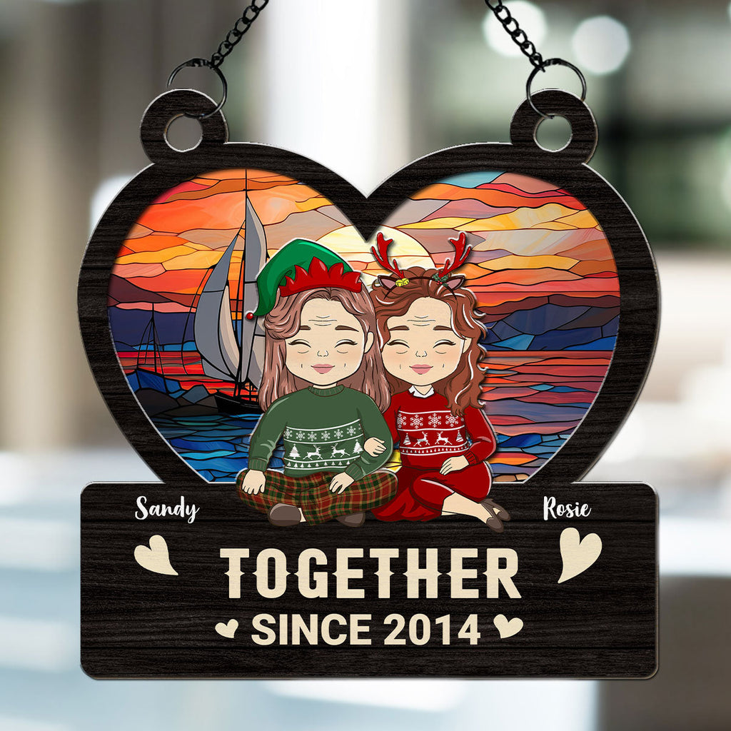 Custom Christmas Couple Hanging Decor, Anniversary Wedding Gifts • Together Since Christmas - Personalized Suncatcher