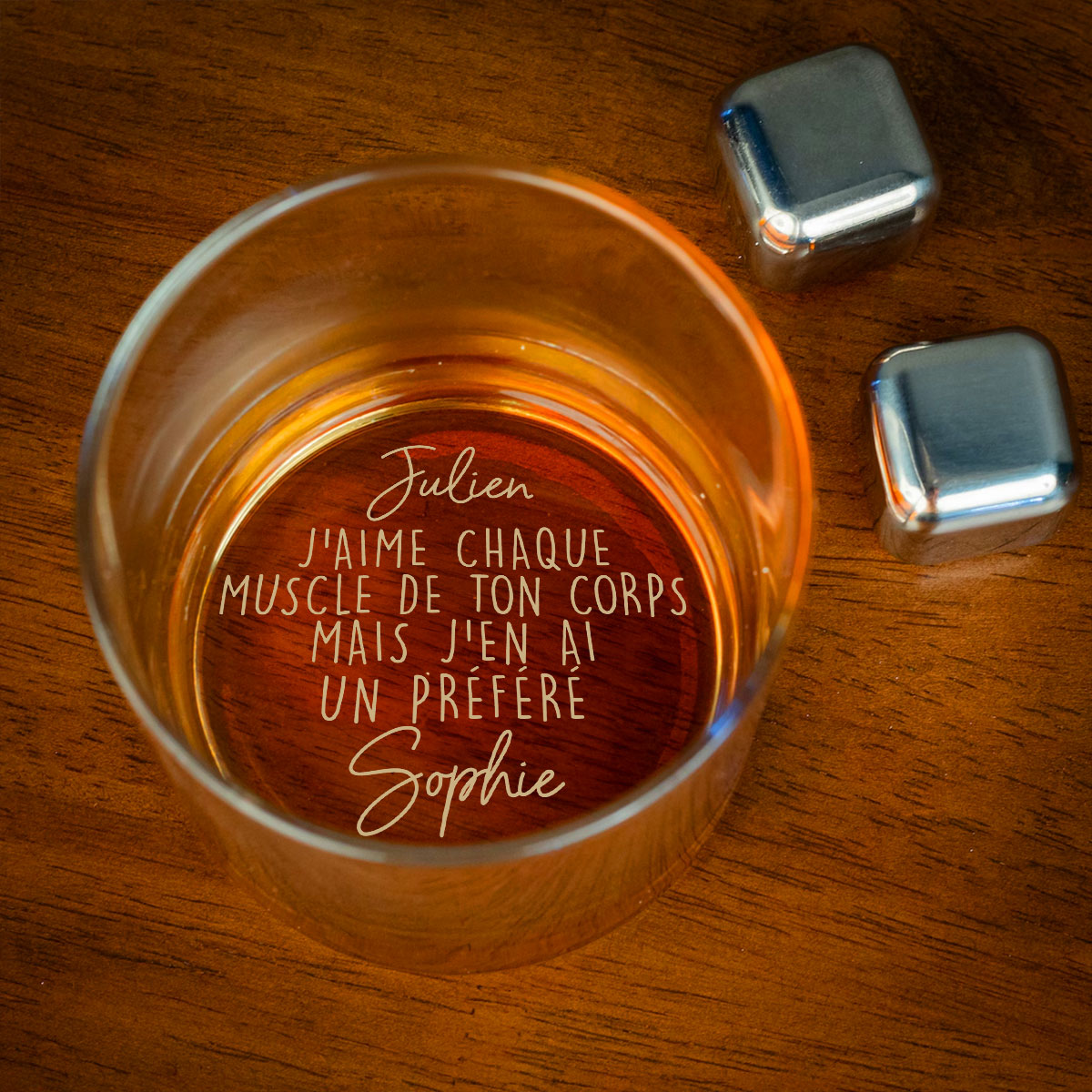 Custom Christmas Anniversary Birthday Drinkware Gifts for Husband • J’aime Chaque Muscle De Toi – Verre à Whisky Gravé Personnalisé
