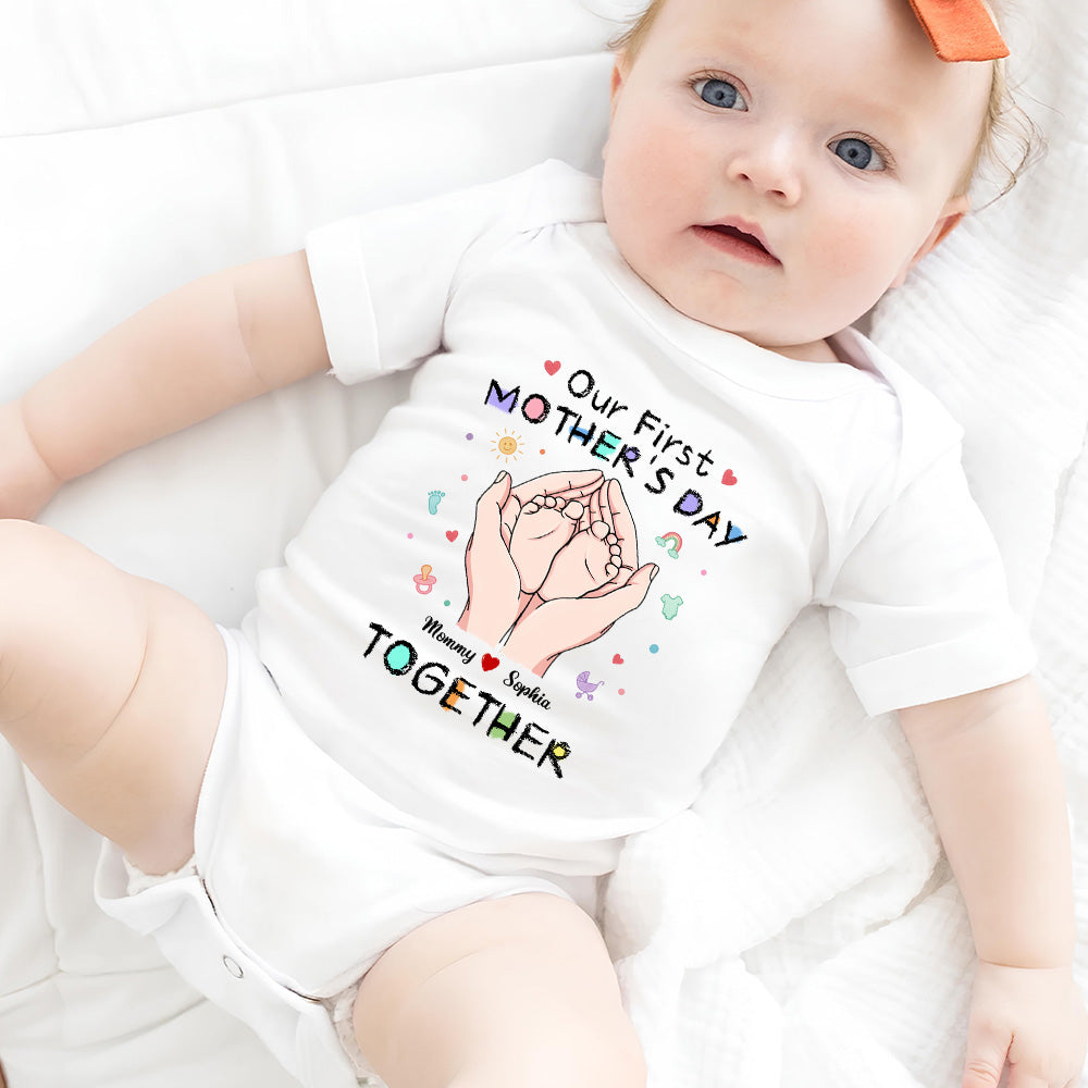 Custom First Mother's Day, Christmas Gift for New Mom • Our 1st Mothers Day - Personalized T-shirt And Onesie