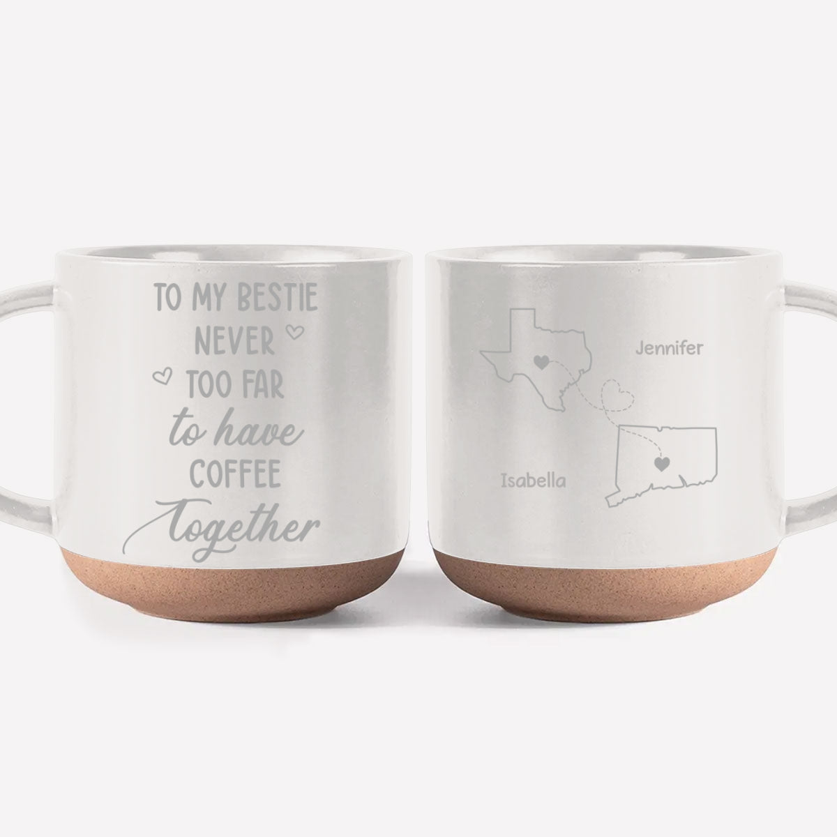 Custom Best Friend, Christmas & Birthday Friendship Keepsake Gift • Still Having Coffee Together - Personalized Engraved Pottery Mug