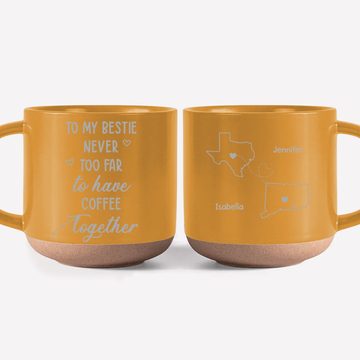 Custom Best Friend, Christmas & Birthday Friendship Keepsake Gift • Still Having Coffee Together - Personalized Engraved Pottery Mug