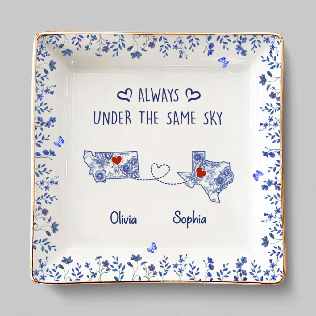 Custom Bestie Trinket Dish, Birthday Christmas Gift For Best Friend • Under the Same Sky - Personalized Jewelry Dish