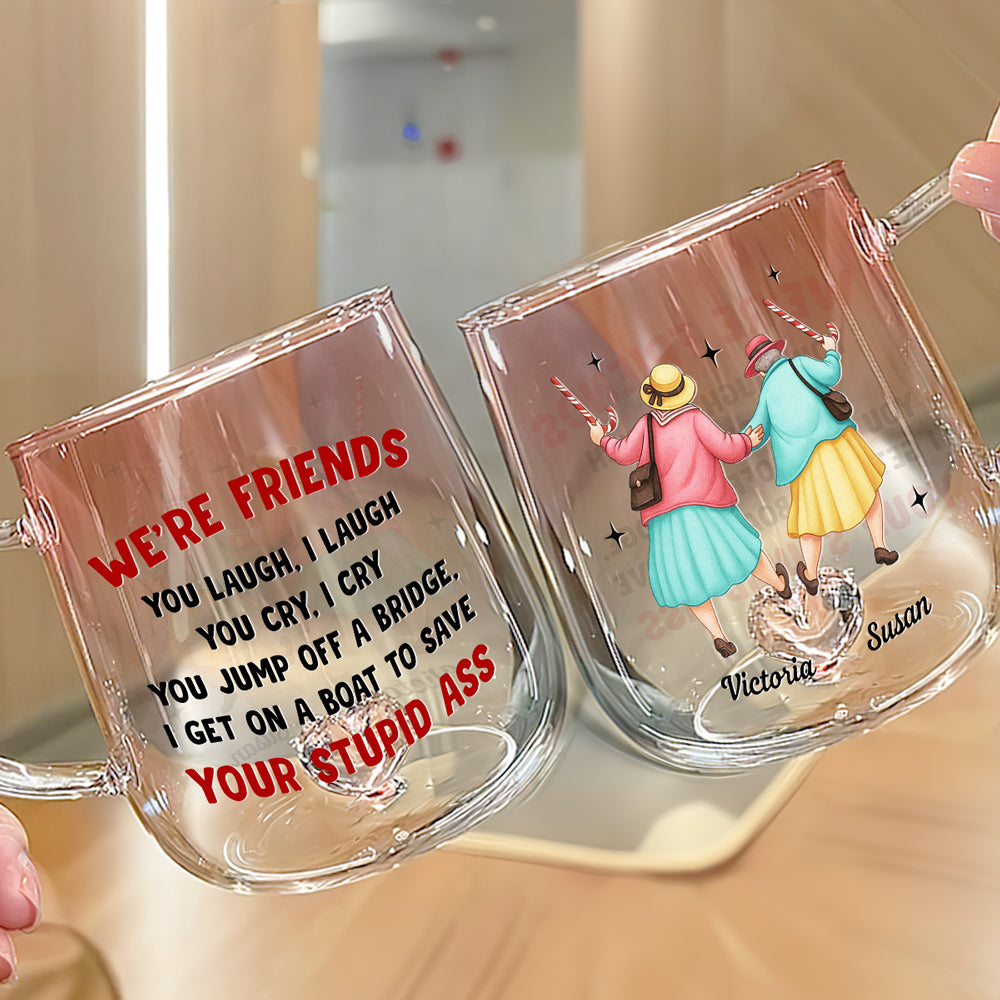 Custom Best Friend, Christmas & Birthday Friendship Keepsake Gift • Friendship Funny - Personalized Pink Gradient Glass Mug