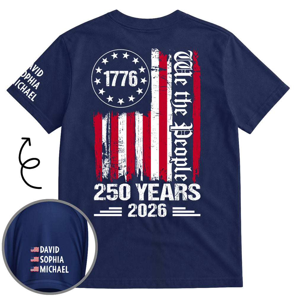 Custom Christmas & Birthday Keepsake Gift • We The People Of The United States - Personalized Shirt With Design On Sleeve
