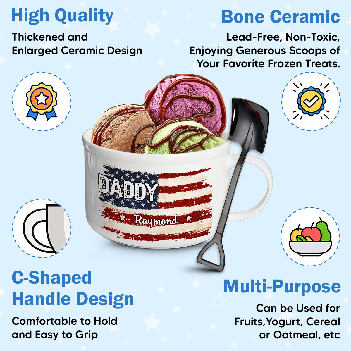 Best Dad - Personalized Ceramic Bowl
