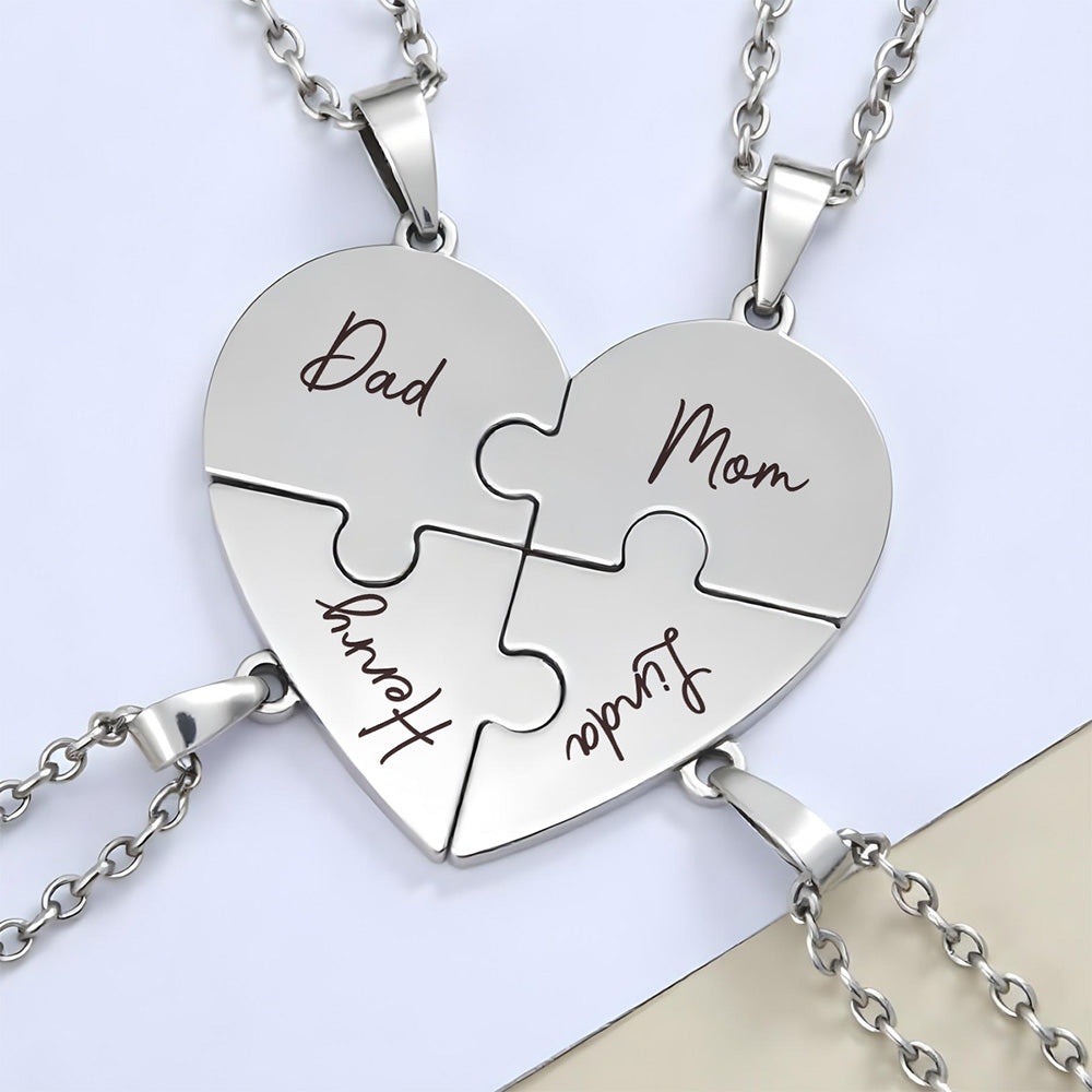 Always Connected By Heart - Personalized Heart Puzzle Necklace
