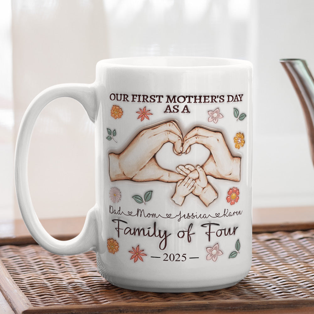 Custom Christmas & Birthday Keepsake Gift • Our First Mother Day - Personalized 3D Inflated Effect Mug