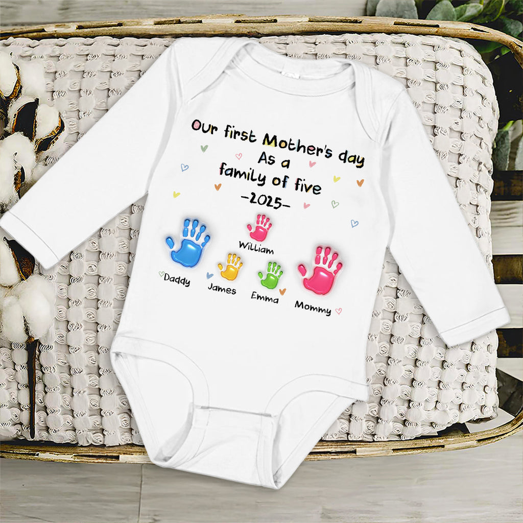 First Mother Day - Personalized Long Sleeve Baby Onesie