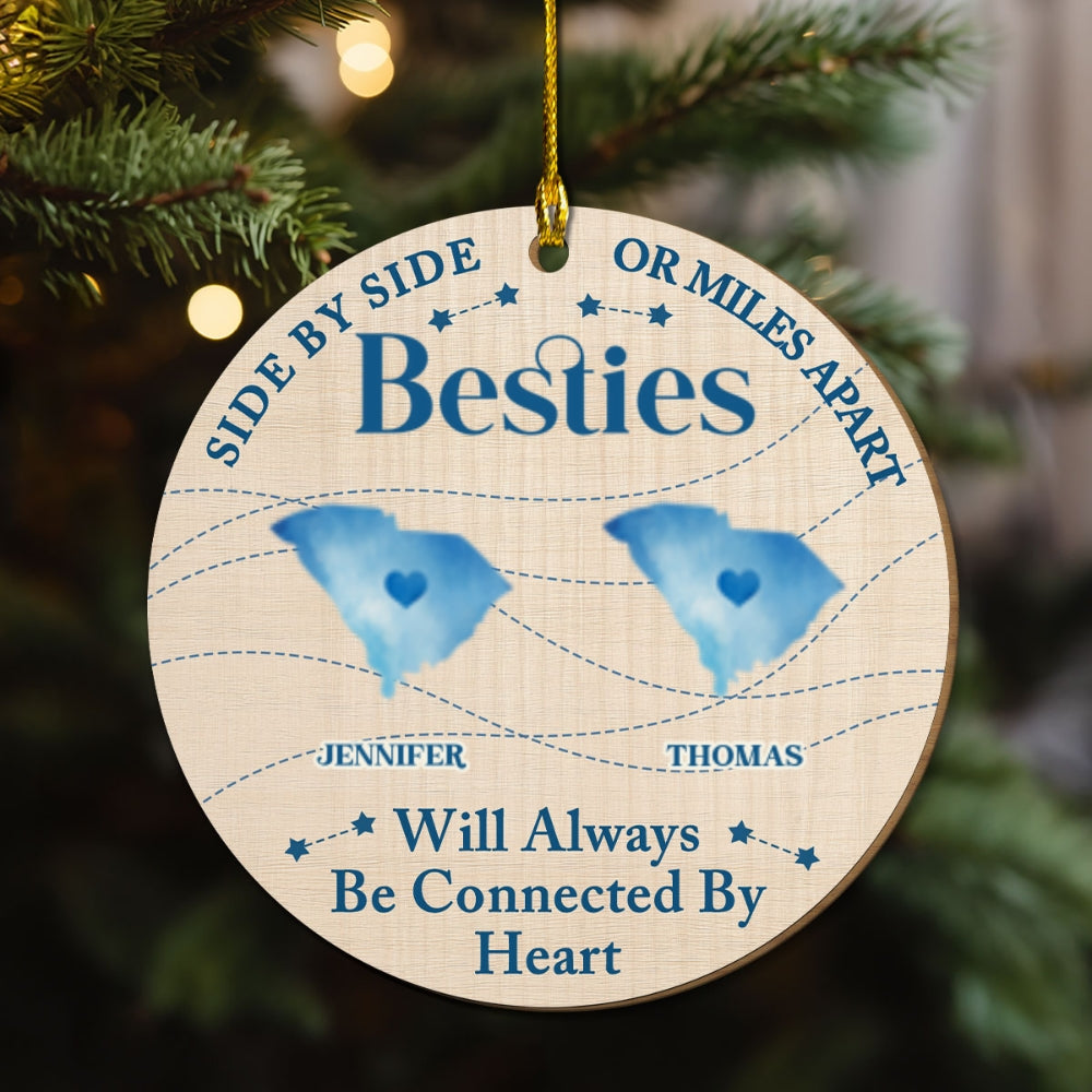 Custom Keepsake Christmas Ornament •  Connected By Heart - Personalized Freeshape 2-Layered Wood Ornament