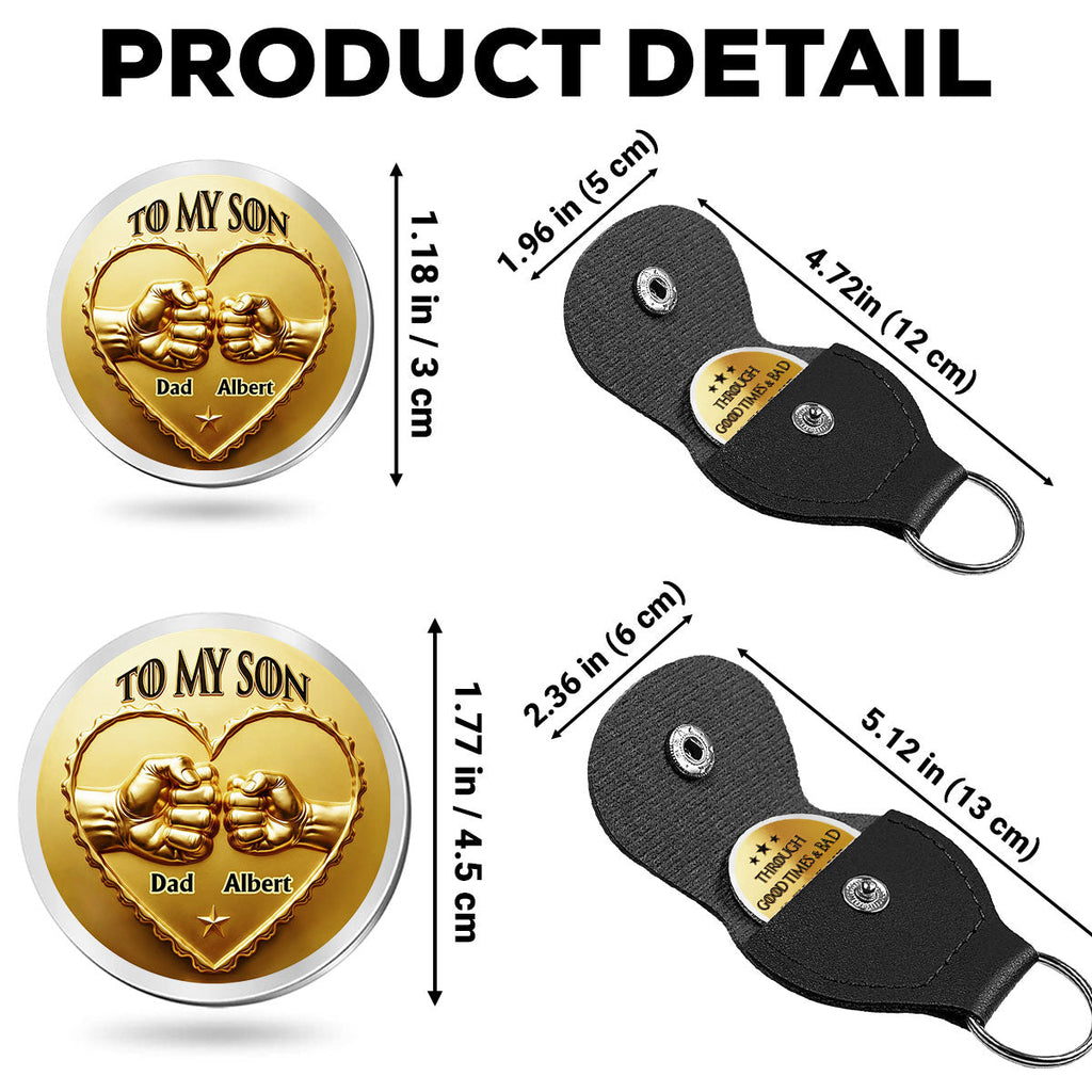 Custom Coin Keychain for Son, Father's Day Birthday Gifts • Always Your Dad - Personalized Pocket Hug