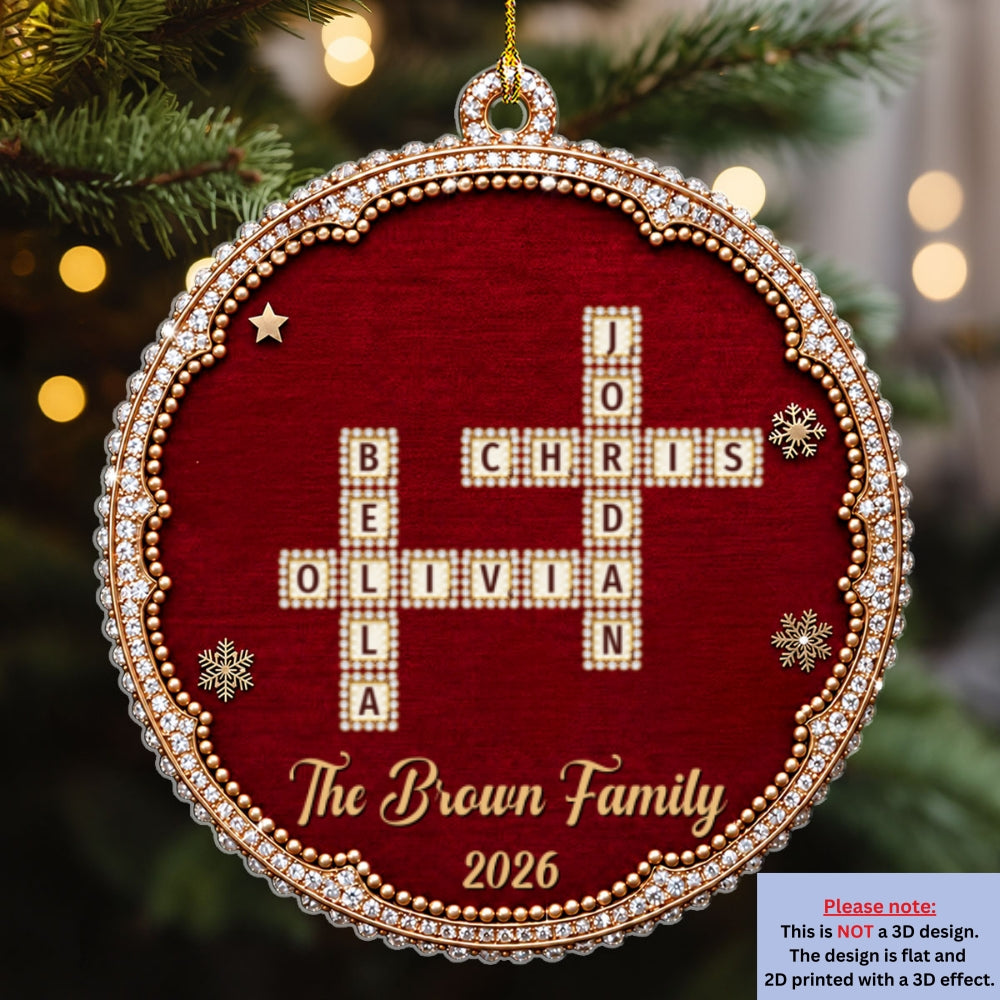 Custom Family Ornament, Christmas Gift for Family Members •  Heirloom Pearl Grid - Personalized Acrylic Ornament
