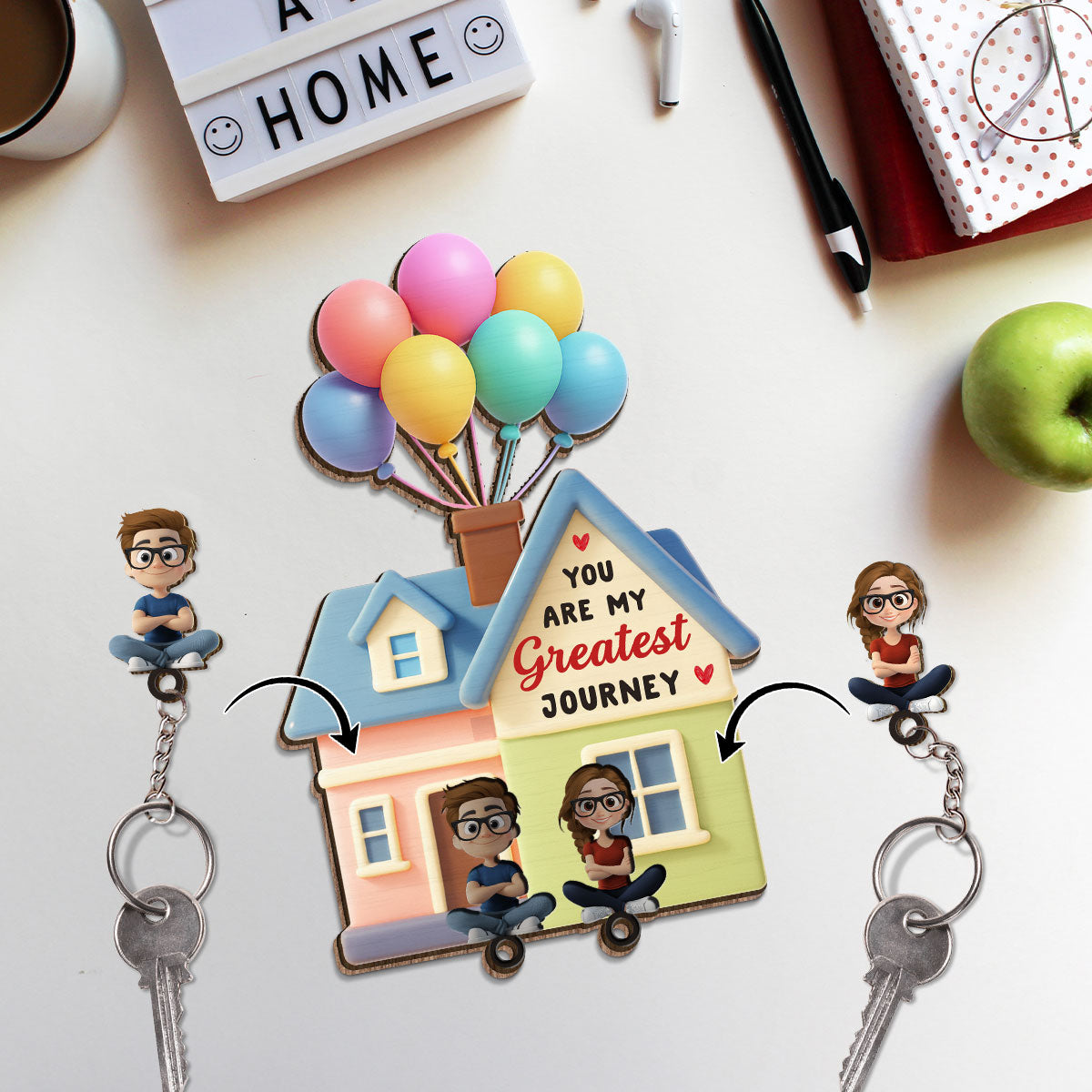 You Are My Greatest Journey - Personalized Wooden Key Holder With Keychain