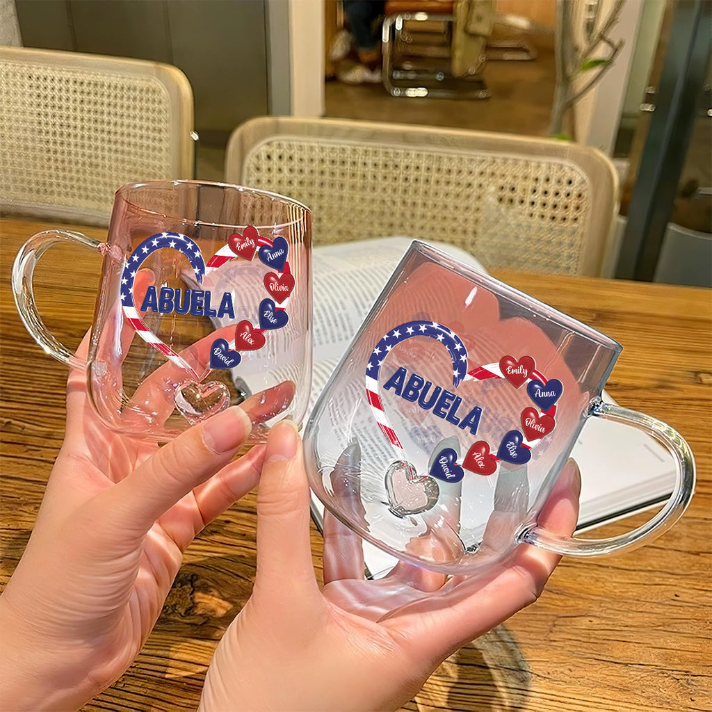 Custom Christmas & Birthday Gift For Grandma • American Grandma - Personalized Pink Gradient Glass Mug