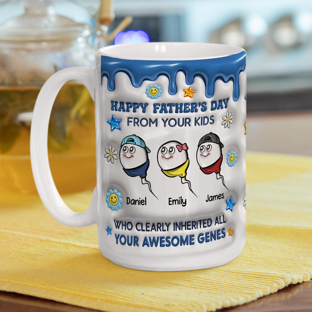 Custom Father's Day, Special Gift for Dad & Grandpa • Thanks Dad For Great Genes - Personalized 3D Inflated Effect Mug