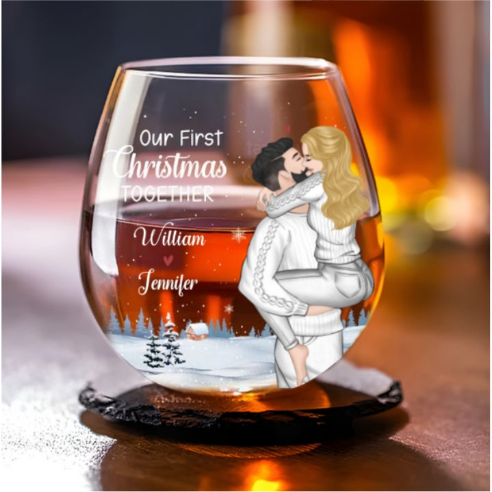 Our First Christmas 2024 - Personalized Wine Glass