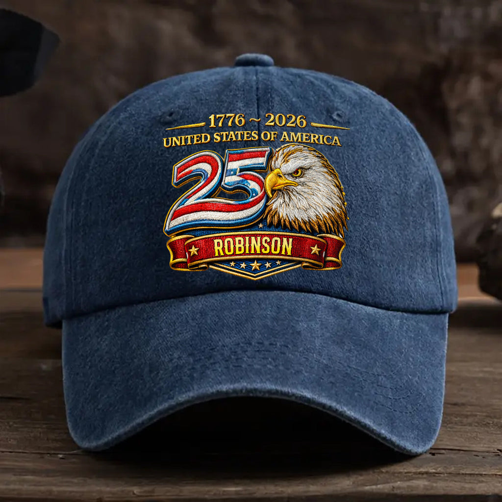 Proud Of Being American - Personalized Vintage Washed Denim Cap
