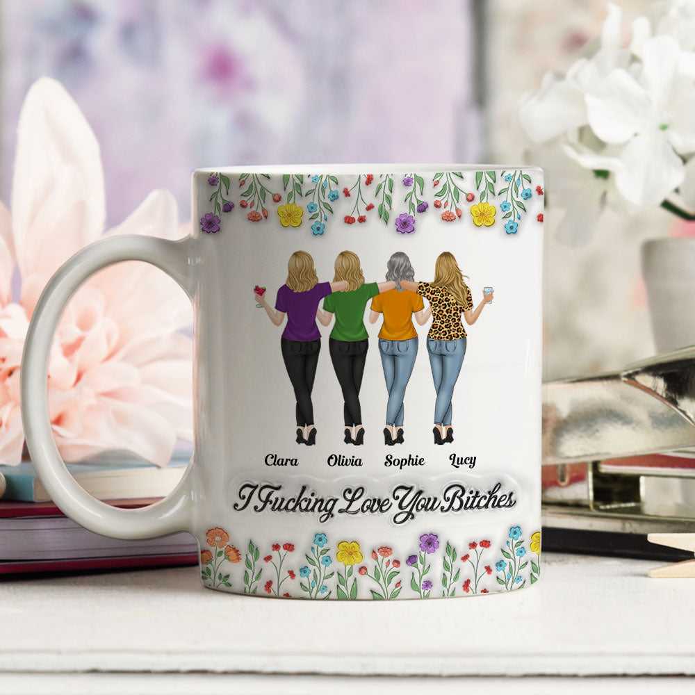 Custom Best Friend, Christmas & Birthday Friendship Keepsake Gift • I Love You My Friends - Personalized 3D Inflated Effect Mug